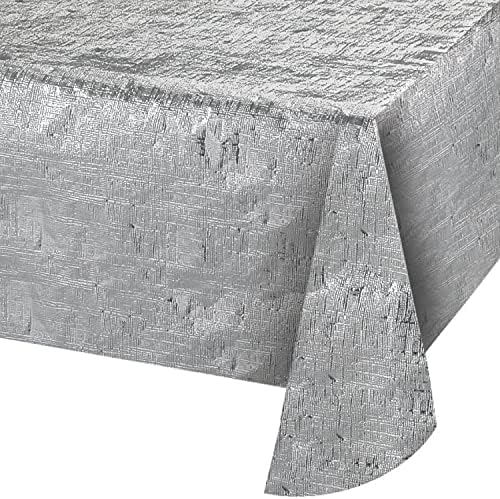 Creative Converting Metallic Silver Tablecover 54x108