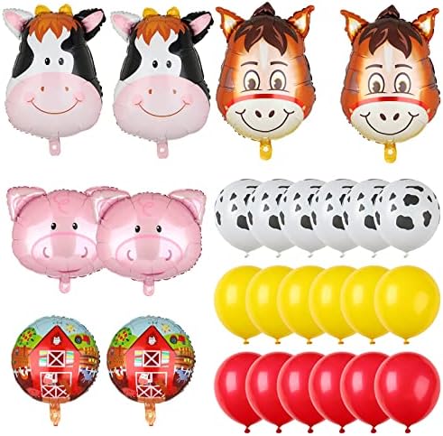 Farm Animal Balloons Set Pig Cow Horse Donkey