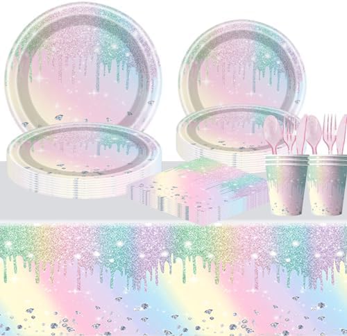 81Pcs Iridescent Diamond Party Tableware Set