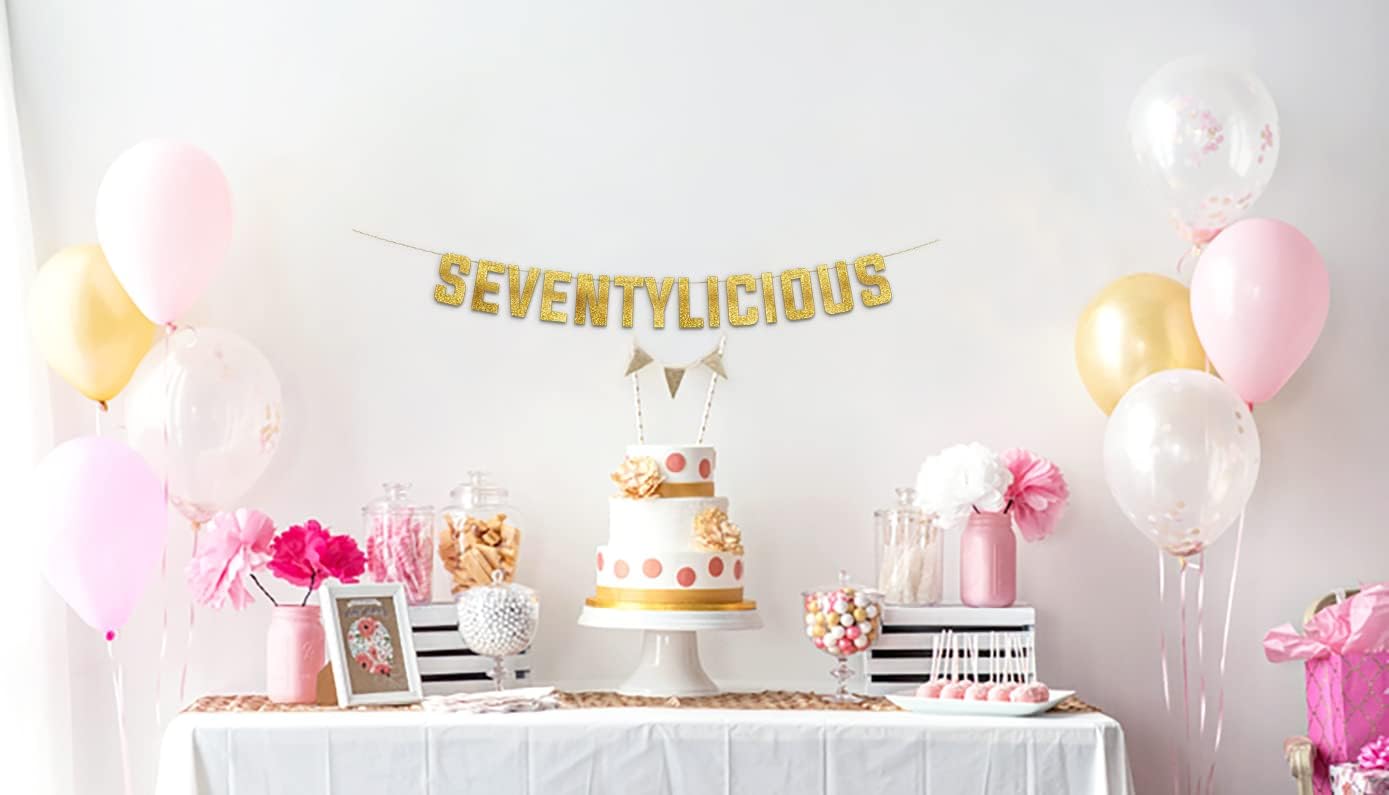 Seventylicious Gold Glitter Birthday Banner