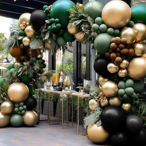 TAOYE 12 Inch 60 Pcs Green Brown Balloons Set