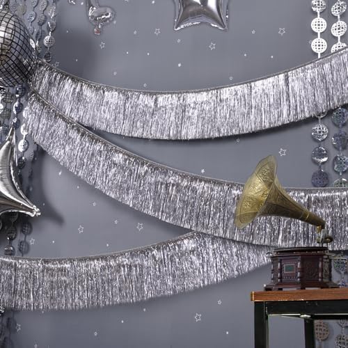 CHRISTALBILLIANCE Silver Fringe Banner 6 Ft Party Decoration