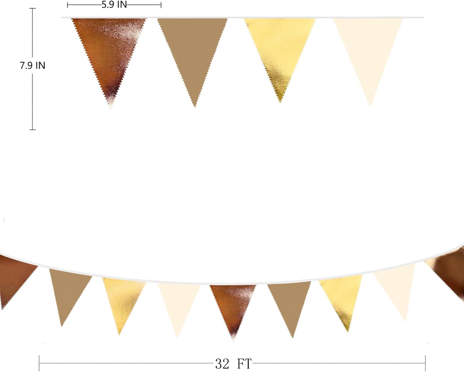 32 Foot Martini Party Metallic Gold Brown Pennant Banner Garland