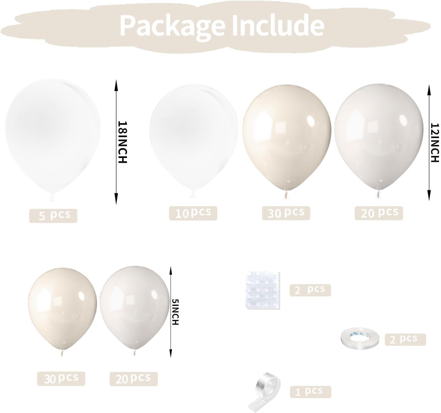 FunHot White Balloons Garland Arch Kit 120Pcs