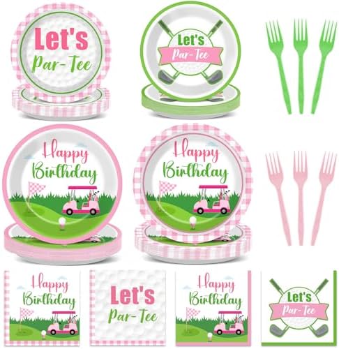 96Pcs Pink Golf Birthday Party Supplies Set