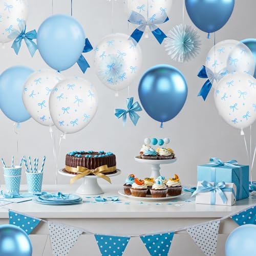 Blue Bow Balloons 30 Pcs 12 Inch Party Decorations