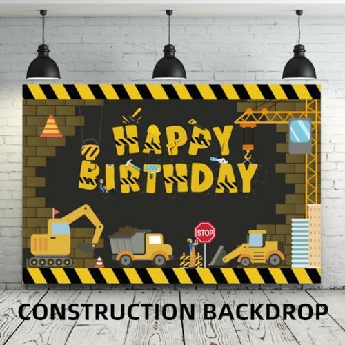 Construction Party Decor Kit Set with Balloons and Backdrop