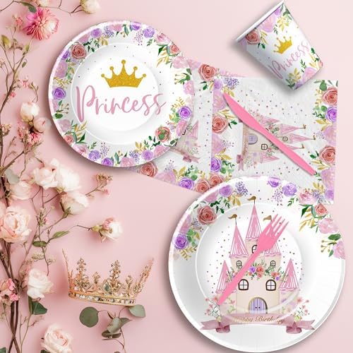 Princess Birthday Party Decor Tableware Set 24 PCS