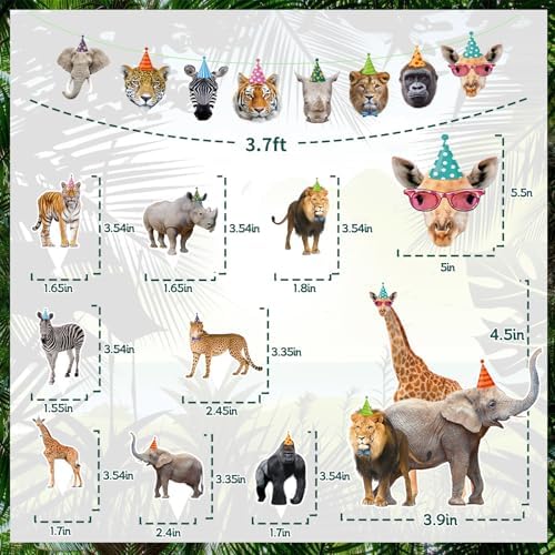 56 Pieces Safari Animals Birthday Decorations Set
