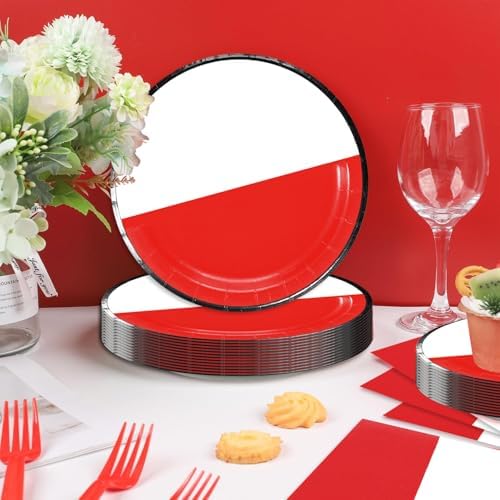 Cartoon Birthday Party Tableware Set 48Pcs Red White