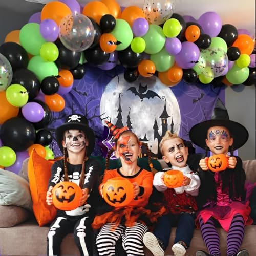 Halloween Balloons Set 50Pcs Black Purple Orange Green 12inch