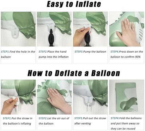 2PCS Dinosaur Foil Balloons for Jungle Birthday Party Decor