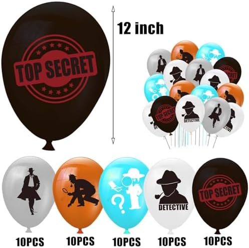 CupaPlay 50 Ct Detective Balloons - Spy Theme Party Decorations