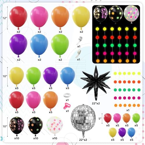Amandir Neon Glow in the Dark Party Decor Kit