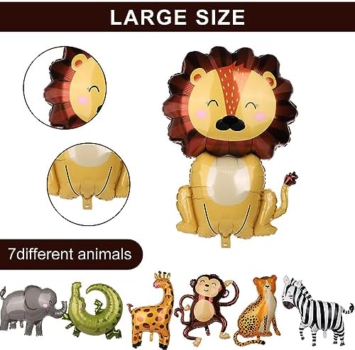 7pcs Jungle Safari Animal Balloons for Kids Party Decorations