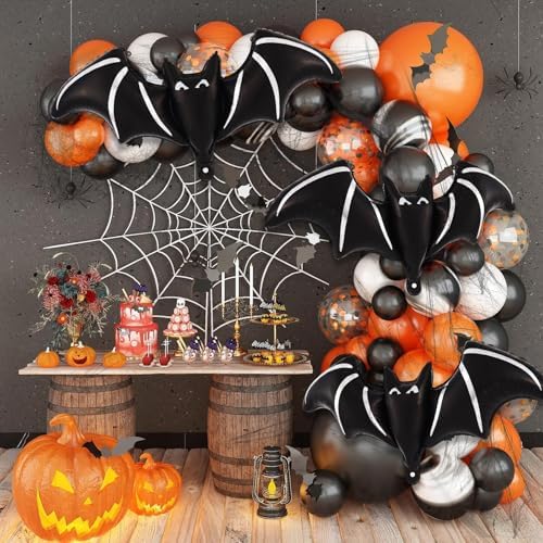 6 Pcs Black Bat Foil Balloons Halloween Decor