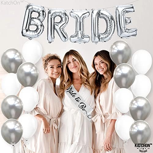 KatchOn 23pcs Silver Bride Balloons Set - 16 Inch Silver White