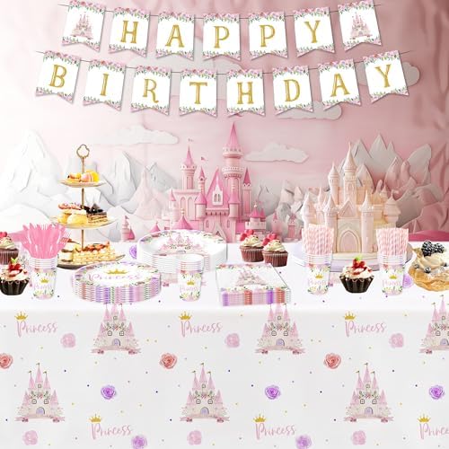 Princess Birthday Party Decor Tableware Set 24 PCS