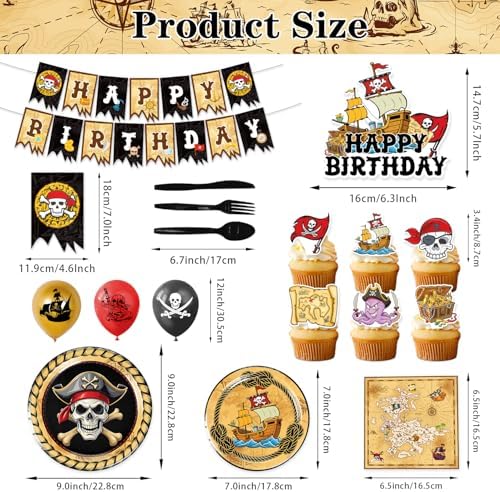 Heidaman 120Pcs Pirate Party Decorations Set