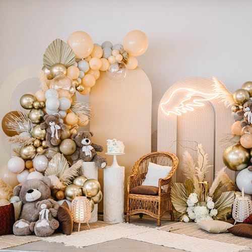 PatiCool 12 Inch 100pcs Nude Balloons with Ribbons