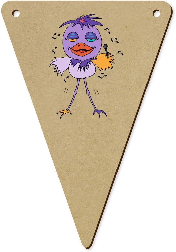 Funny Bird Singing Wooden Bunting Flags 5pcs