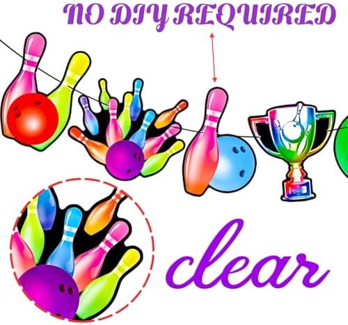 Neon Bowling Party Banners 2PCS Rainbow Birthday Decorations