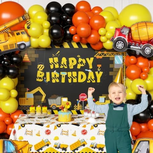 Construction Party Decor Kit Set with Balloons and Backdrop