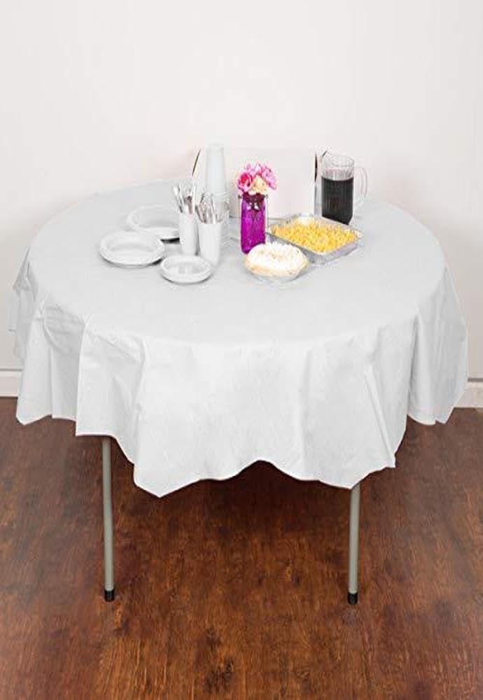 White Tissue Poly 82 Inch Round Table Cover
