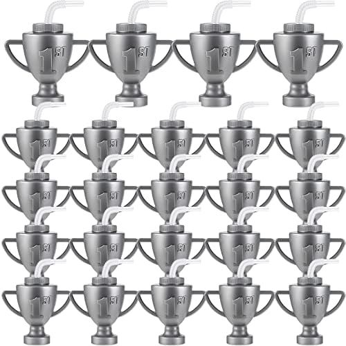 Amyhill 12 Pcs Silver Race Car Cups With Lids and Straws