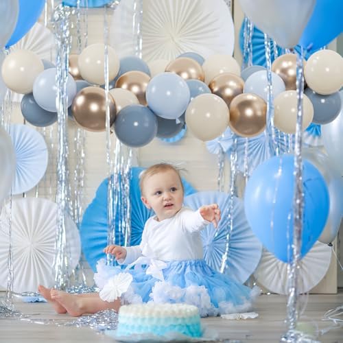 100pcs Dusty Blue Balloon Set with Ribbons