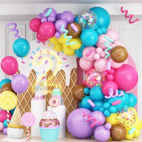 Isndare Rainbow Balloons Arch Kit for Birthday Party Decorations