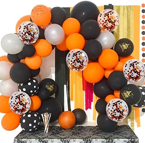 100 Pcs Black and Orange 12 Inch Halloween Balloons