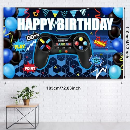 Video Game Birthday Party Decorations Set with Backdrop and Balloons