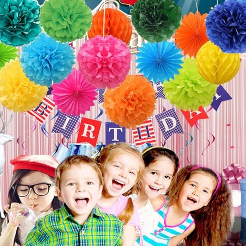 10pcs Black Paper Pom Poms Tissue Flower Decor Kit