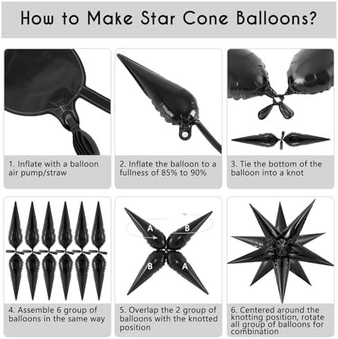72 Pcs Black Star Foil Balloons for Party Decor