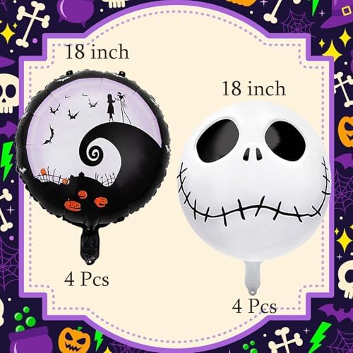 16Pcs Halloween Balloons Skull Nightmare Decorations for Party Supplies