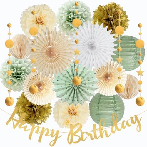 Sage Green and Gold Birthday Party Decorations