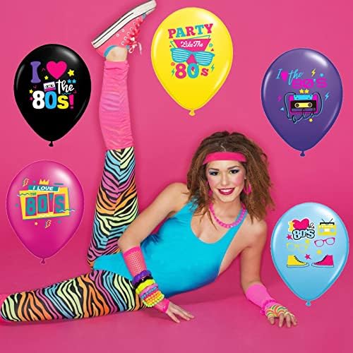 Wstewoo 80s Retro Neon Balloons 40 Pack