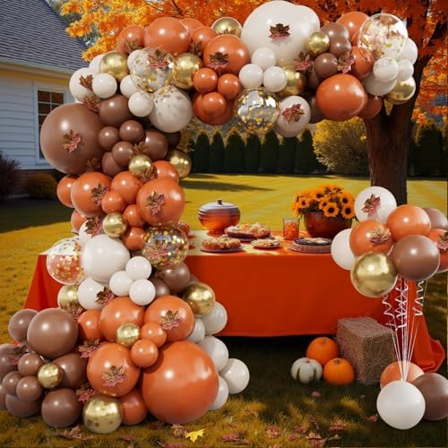 215pcs Fall Balloon Arch Kit with Maple Leaves