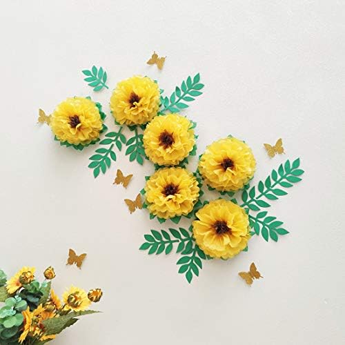 Tissue Paper Sunflowers Wall Decorations Pack of 6
