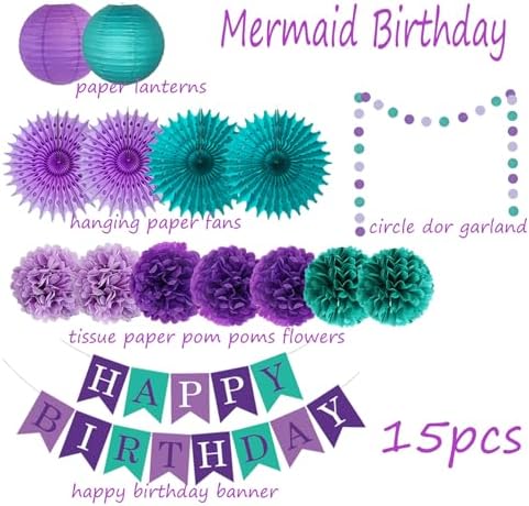 Teal Purple Lavender Mermaid Party Decorations Set