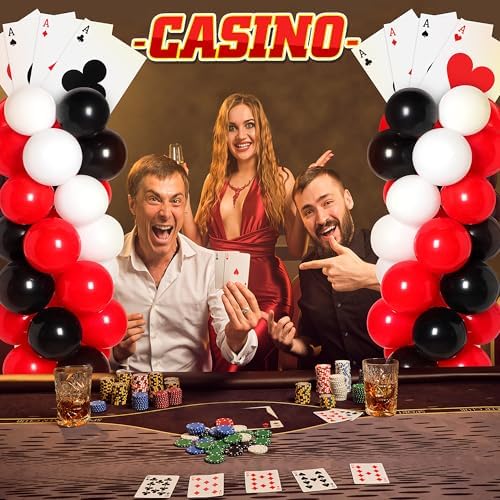 2 Sets Casino Themed Balloon Column Kit with Jumbo Poker Cards