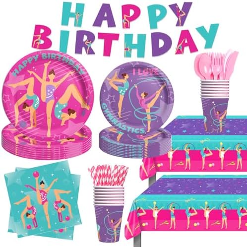 Gymnastics Birthday Party Tableware Set for Kids