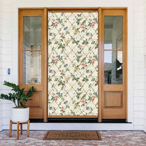 Butterfly Floral Lattice Door Banner Cover Decoration