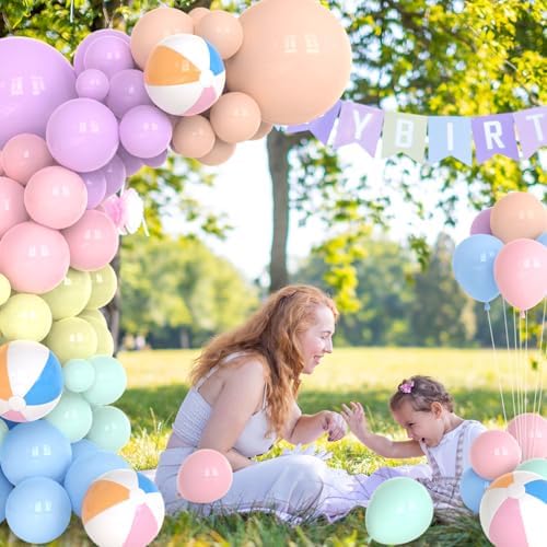 152PCS Summer Beach Balloon Arch Kit with Macaron Balloons