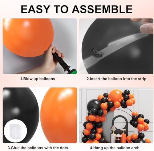 Orange and Black Balloons Arch Garland Kit 134pcs Halloween Decor
