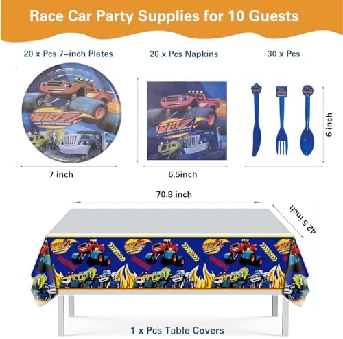 121 Pcs Monster Truck Birthday Party Supplies Set