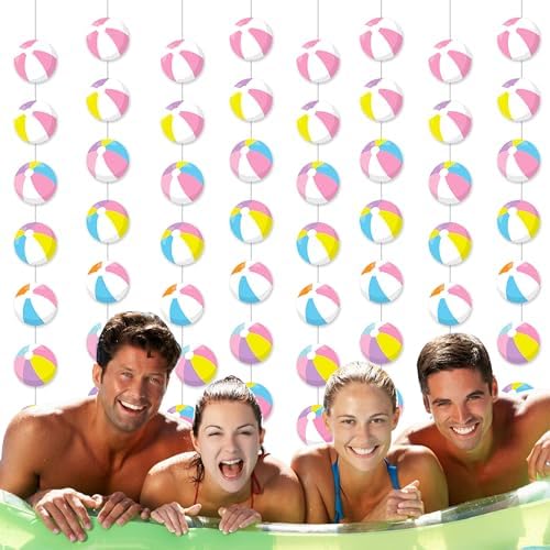 8pcs Pink Beach Ball Party Garlands for Summer Celebrations
