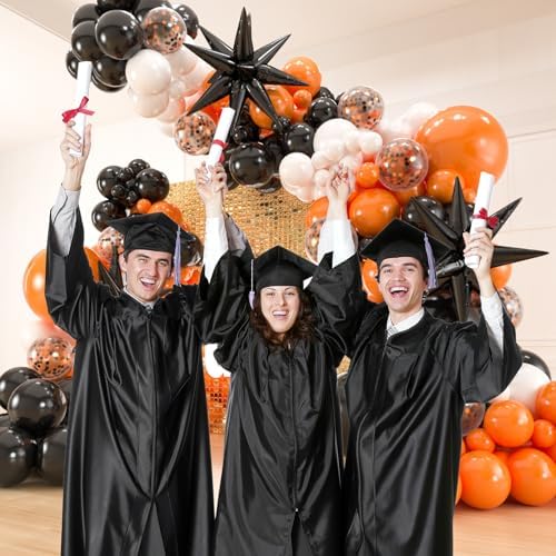 141pcs Black White Orange Balloon Garland Arch Kit
