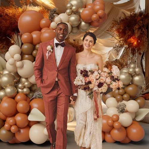 145pcs Fall Balloon Arch Kit with Burnt Orange and Gold Balloons